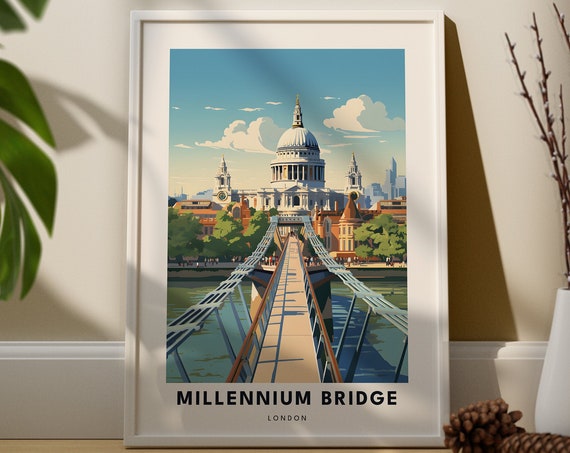 Millennium Footbridge Travel Print Wall Art Hanging Home Dcor Bridge Poster