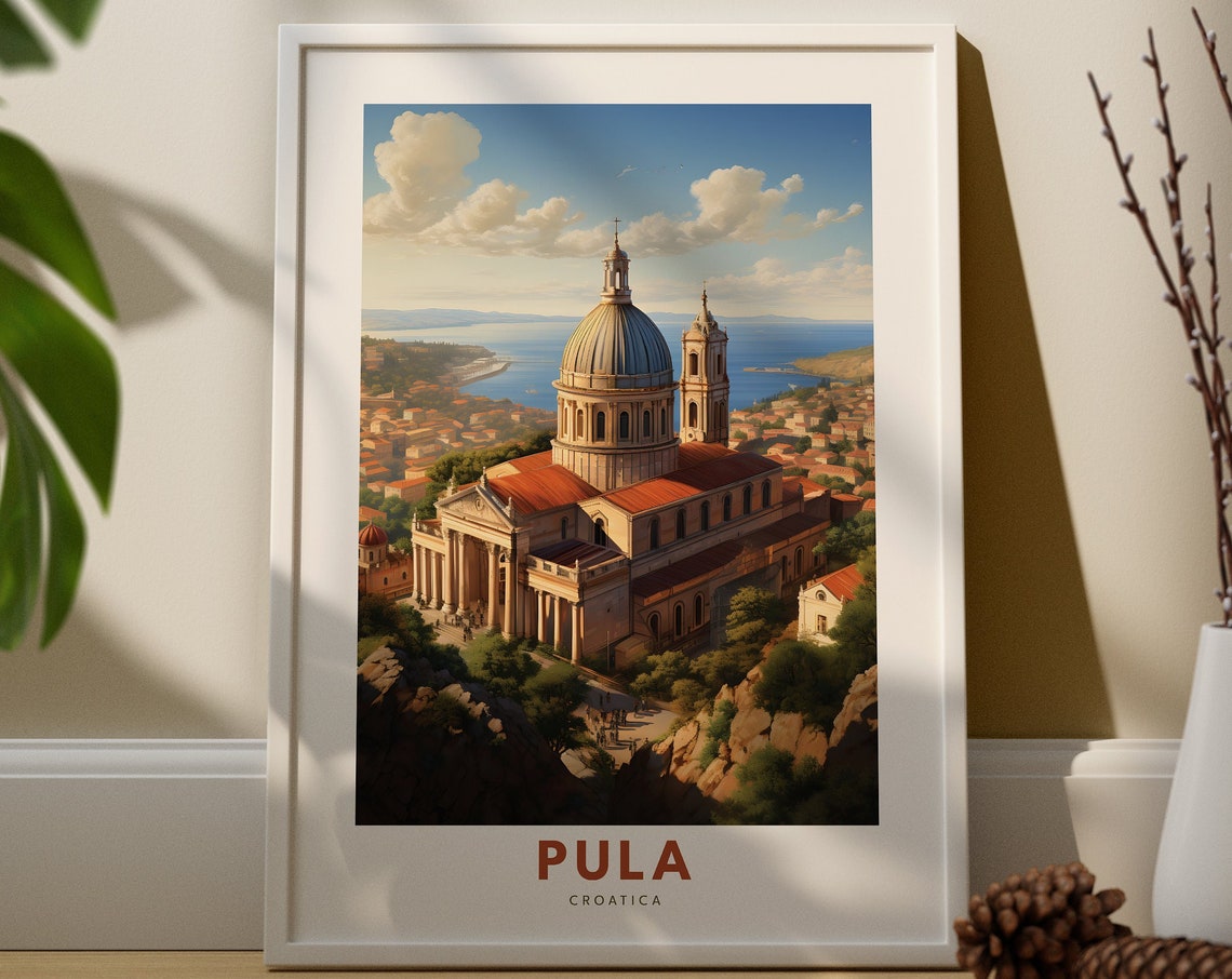 Pula Croatia Domed Cathedral Adriatic Coast Vintage Travel Print