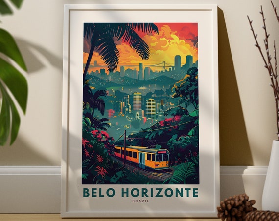 Belo Horizonte Art Print Poster Brazil Wall Decor Hang Travel
