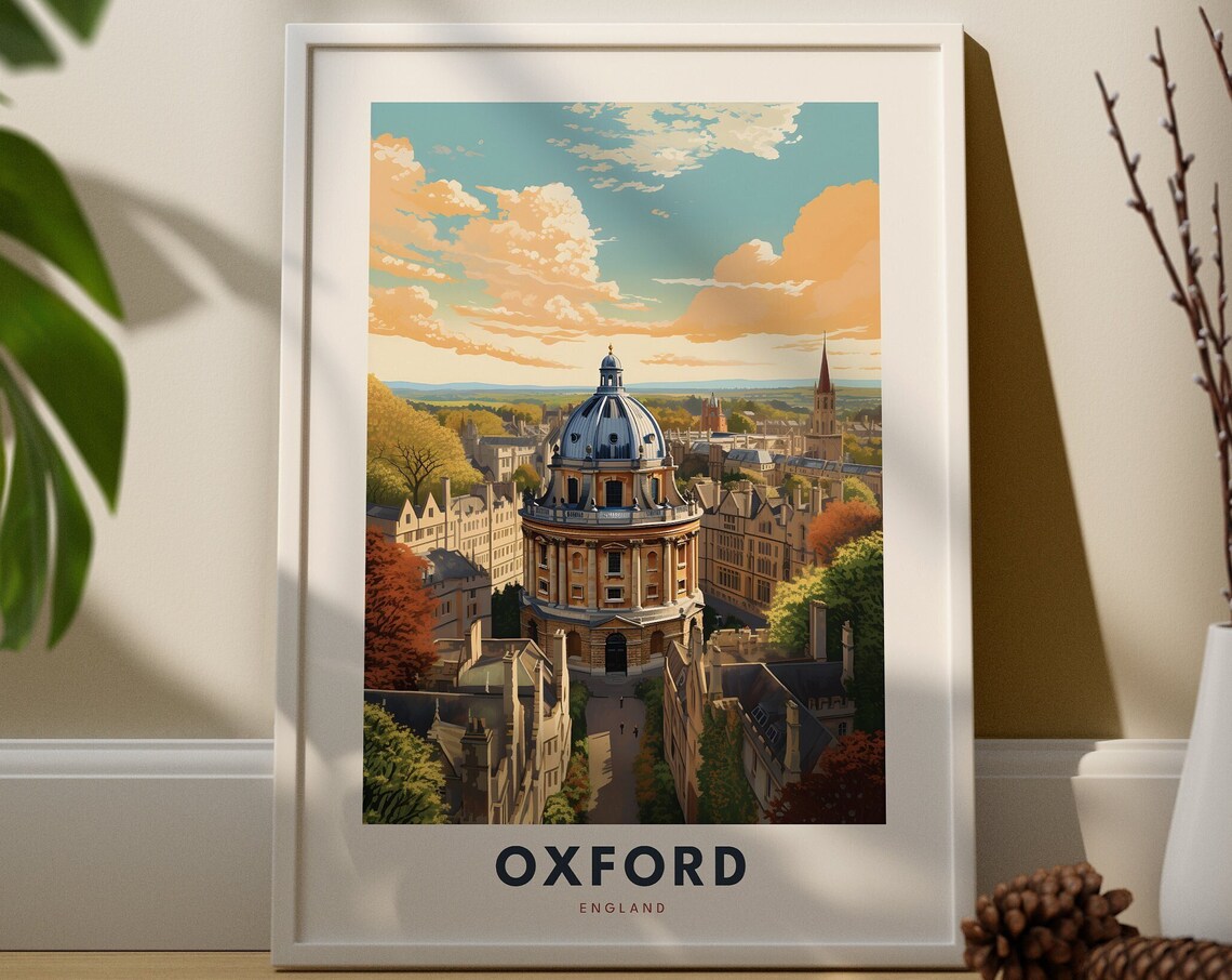 Oxford England Historic Spires And Radcliffe Camera Dome Travel Poster