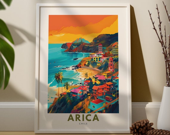 Arica Travel Print Poster Chile Wall Decor Art Hang