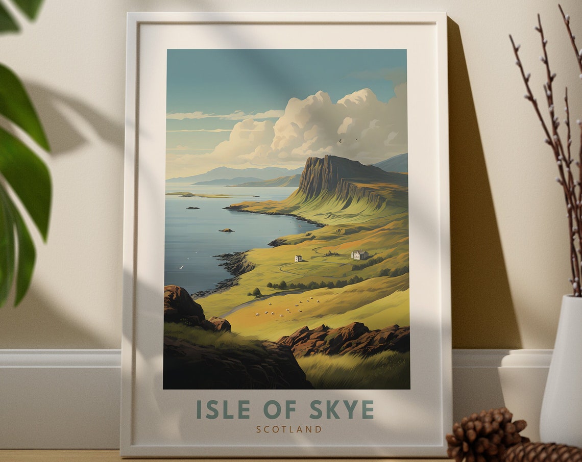 Isle Of Skye Scotland Dramatic Coastal Cliffs Vintage Travel Poster
