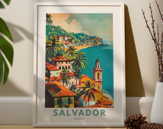 Salvador Brazil Wall Art Print City Poster Decor Hang Travel