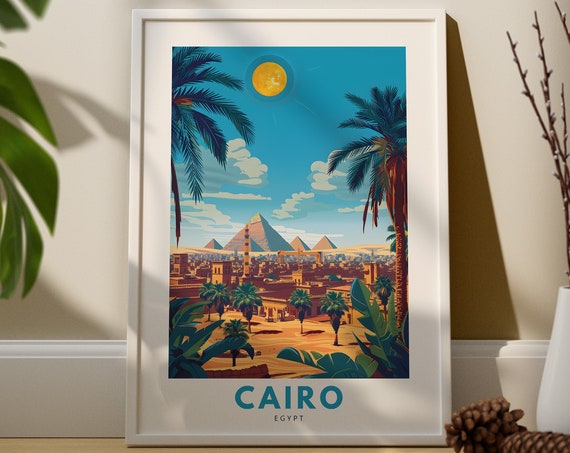 Cairo Wall Art Print Travel Poster Egypt Decor Hang