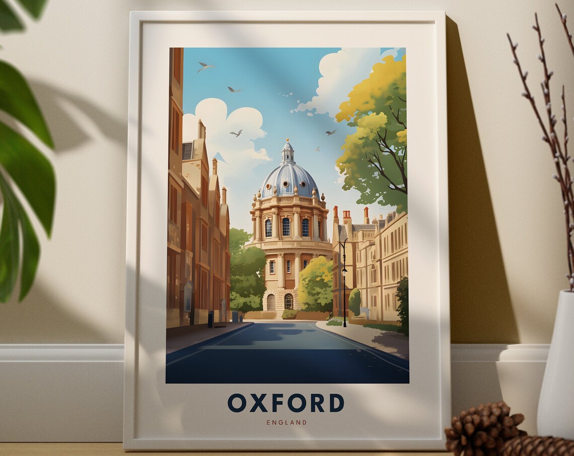 Oxford England Radcliffe Camera Vintage University Street Travel Poster