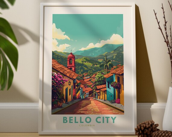 Bello City Art Print Poster Colombia Hanging Wall Decor