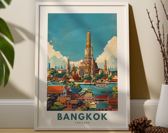 Bangkok City Print Art Poster Thailand Wall Hanging Decor Home Hang Gift