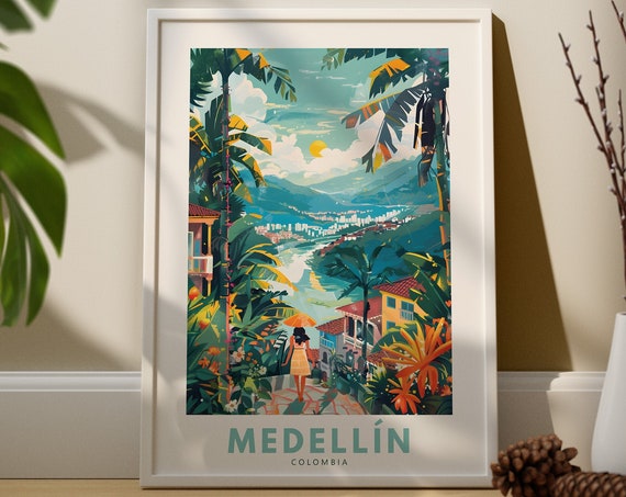 Medellin Art Print Poster Colombia Hanging Wall Decor
