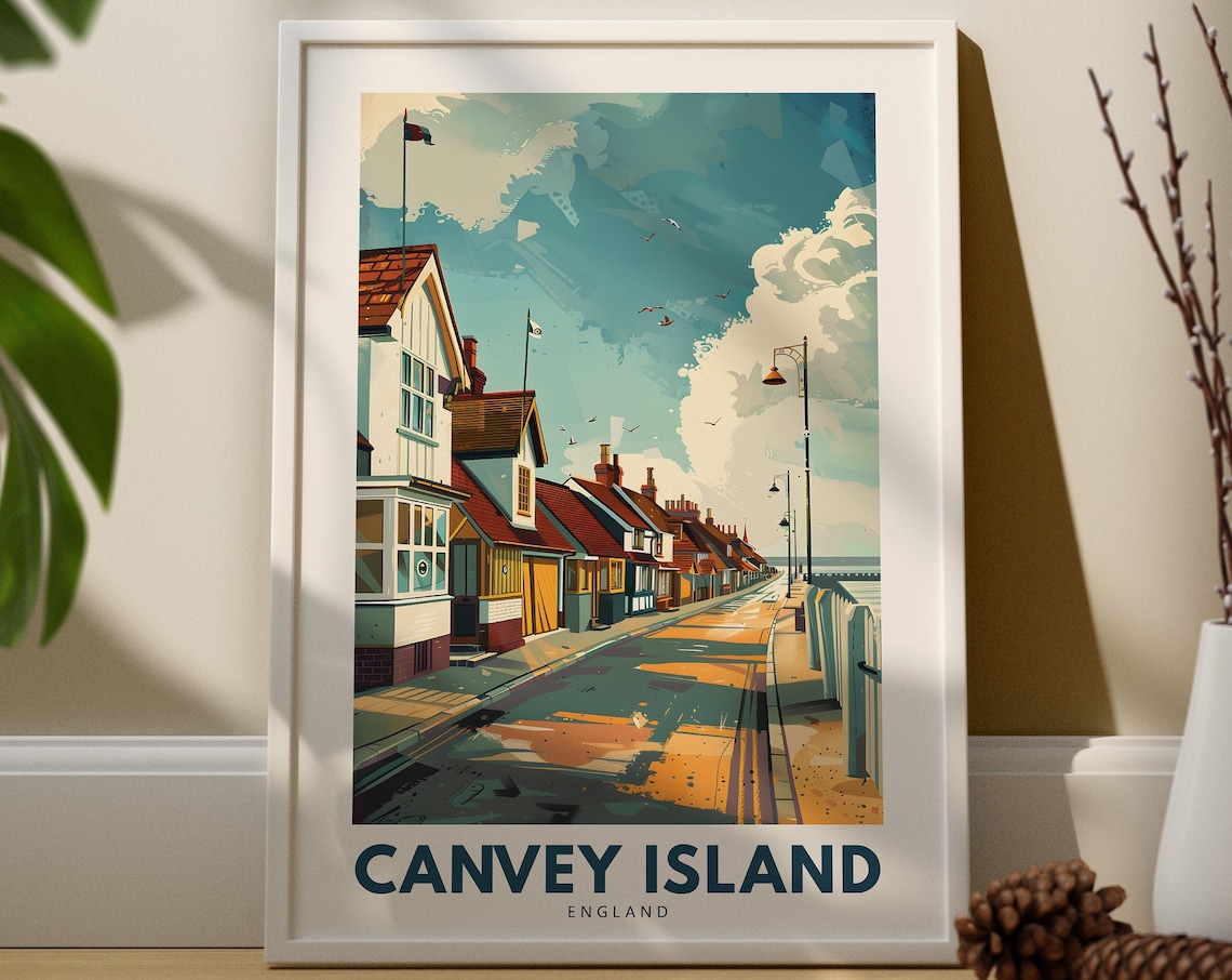 Canvey Island England Seaside Beach Huts Street Travel Poster