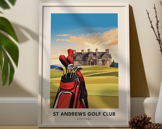 Golf Print Scotland Poster Art Wall Lover Gift Club