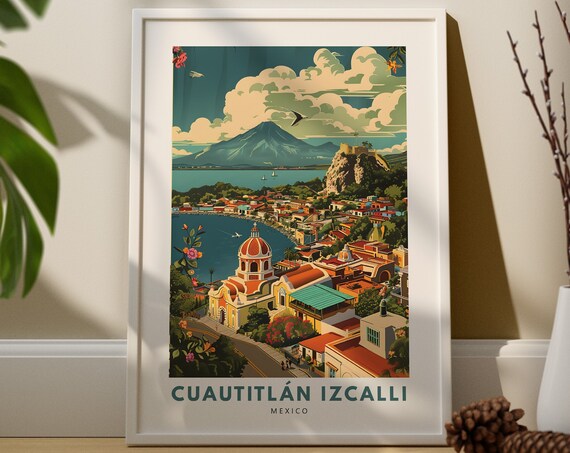 Cuautitlán Izcalli Mexico Coastal Town Church Dome Lake View Poster