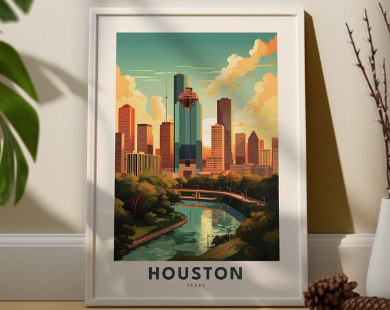 Houston Wall Art Print City Poster Texas Gift Housewarming Gifts