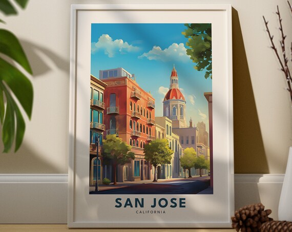San Jose City Print Poster Wall Art Gifts