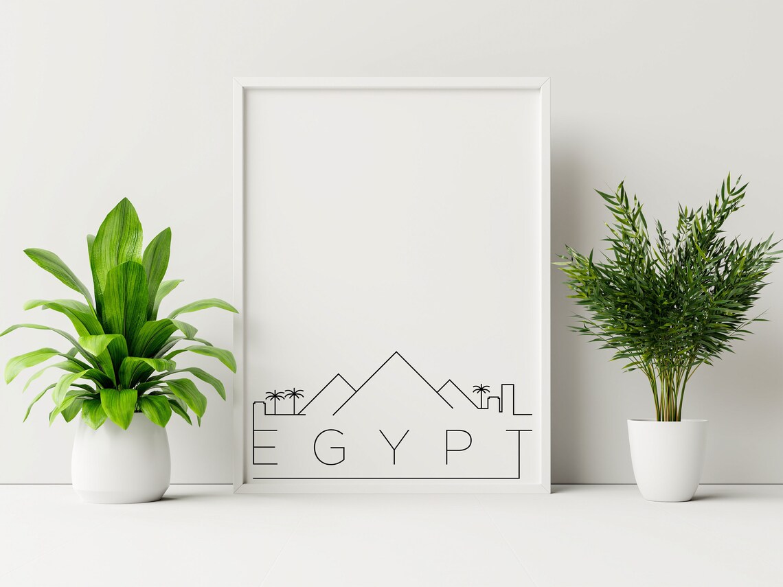 Egypt Skyline, Black and White Africa Travel Poster