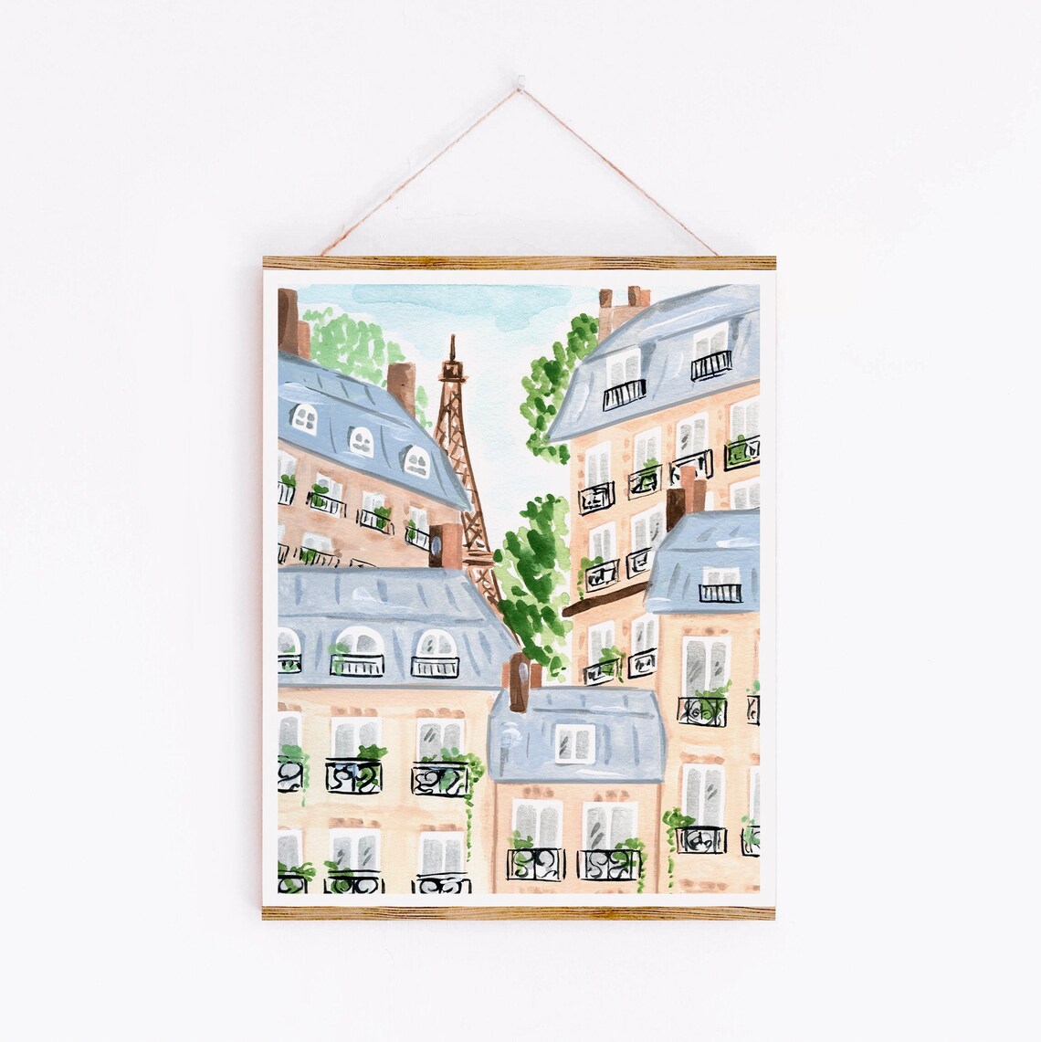 Parisian Buildings Art Print, Watercolor Paris Scene - Image 3