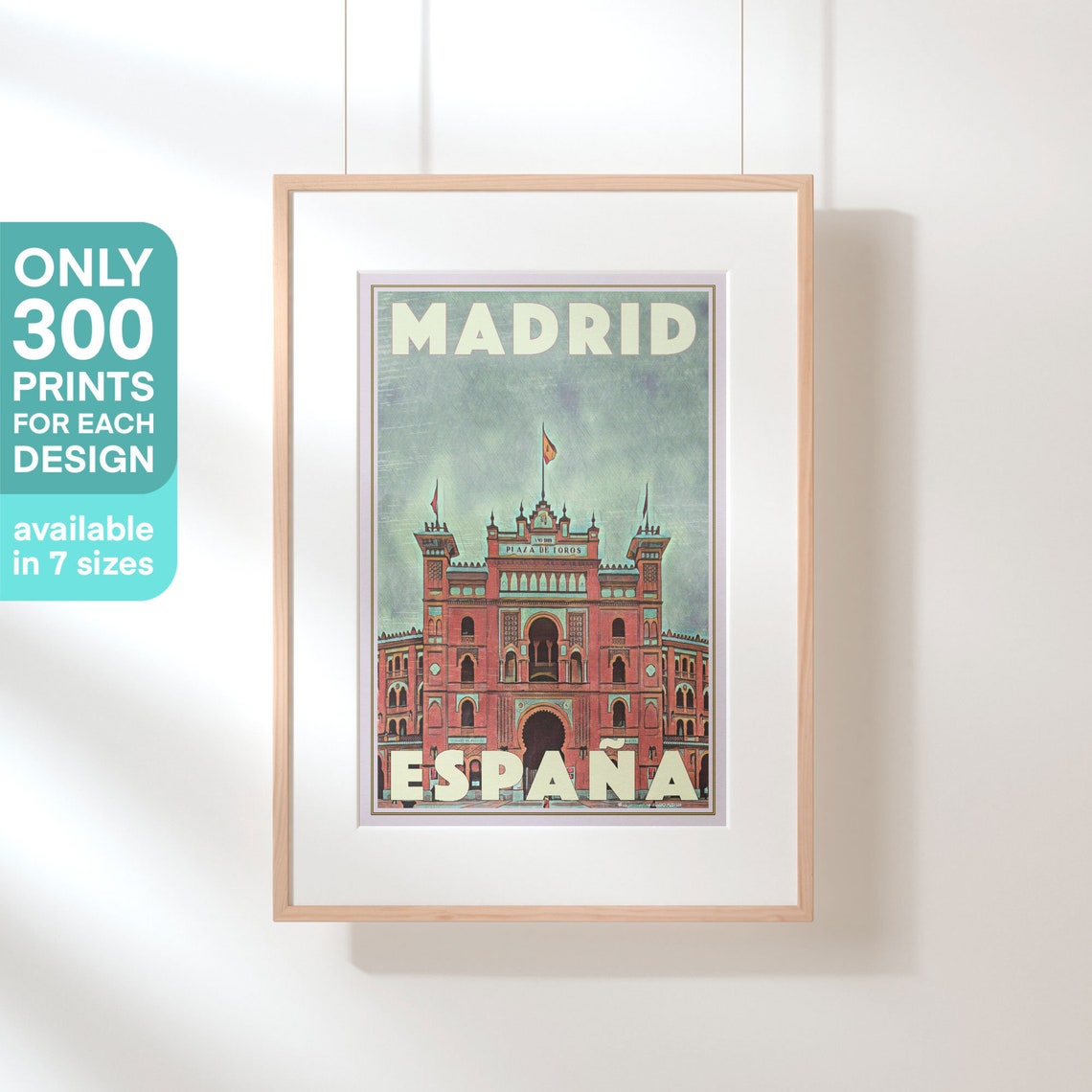 Madrid Spain Vintage Travel Poster With Plaza de Toros Bullring Art - Image 3