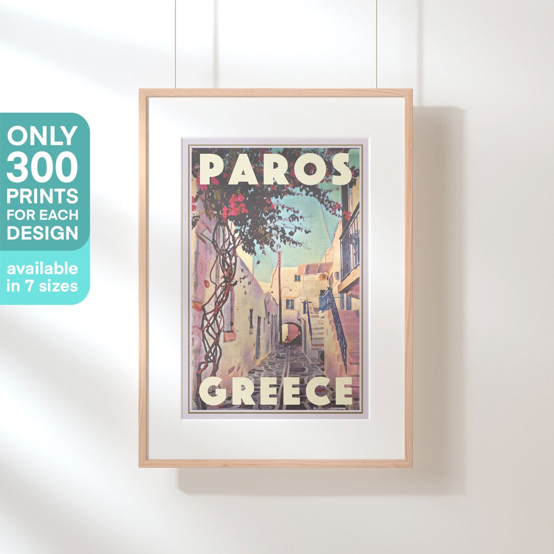 Paros Greece Retro Travel Poster Cyclades Island Whitewashed Alley Art - Image 3