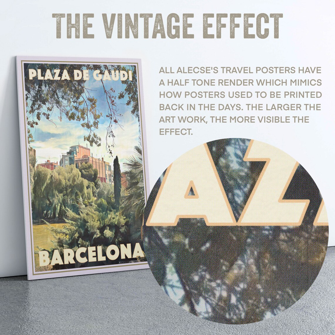 Barcelona Poster Plaza De Gaudi By Alecse Limited Edition Spain Travel Poster Catalonia Gallery Wall Print Of Barcelona Spain Deco - Image 2