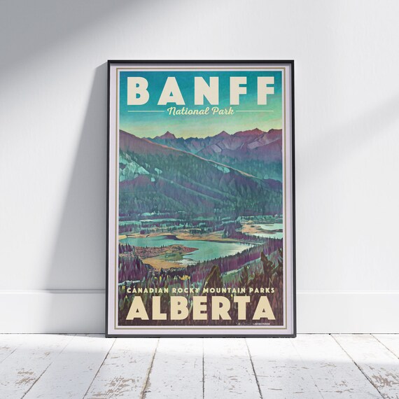 Banff National Park Vintage Travel Poster With Alberta Rocky Mountains