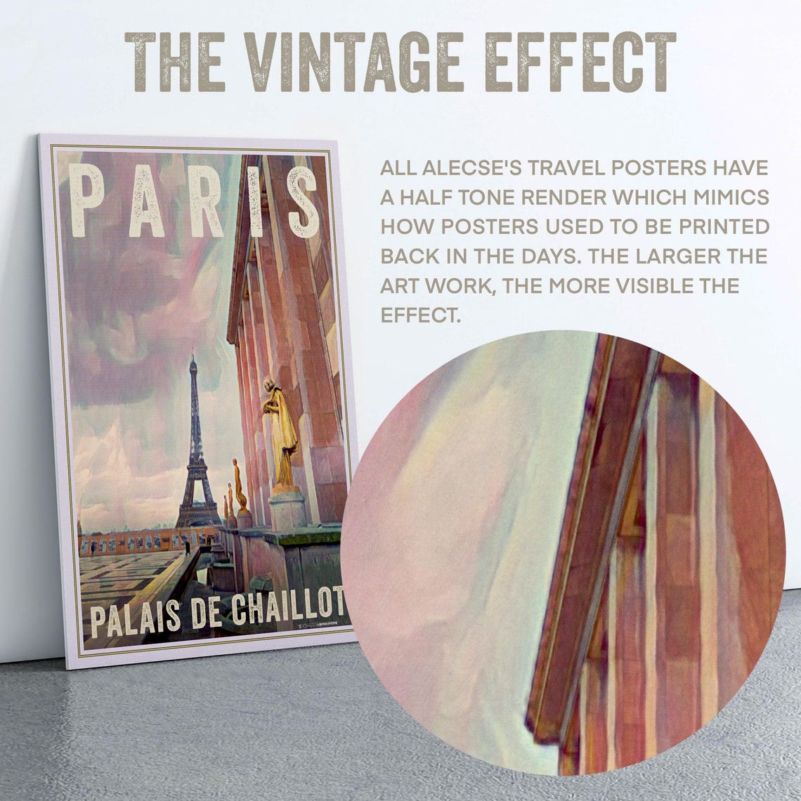 Paris Palais de Chaillot Eiffel Tower Golden Statues Travel Poster - Image 3