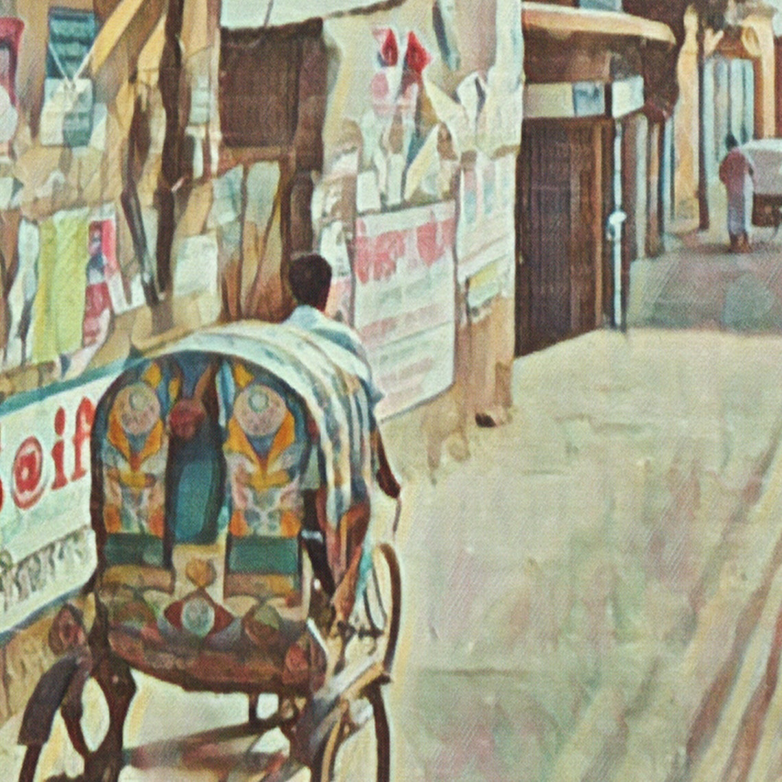 Dhaka Bangladesh Rickshaw Street Scene Retro Vintage Travel Poster - Image 4
