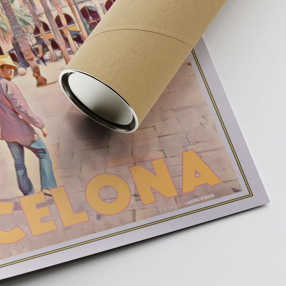 Placa Reial Palm Square Barcelona Spain Vintage Travel Poster - Image 2