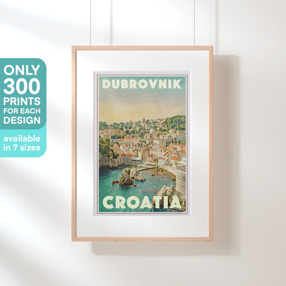 Dubrovnik Croatia Red Roofs Adriatic Coast Retro Travel Poster - Image 3