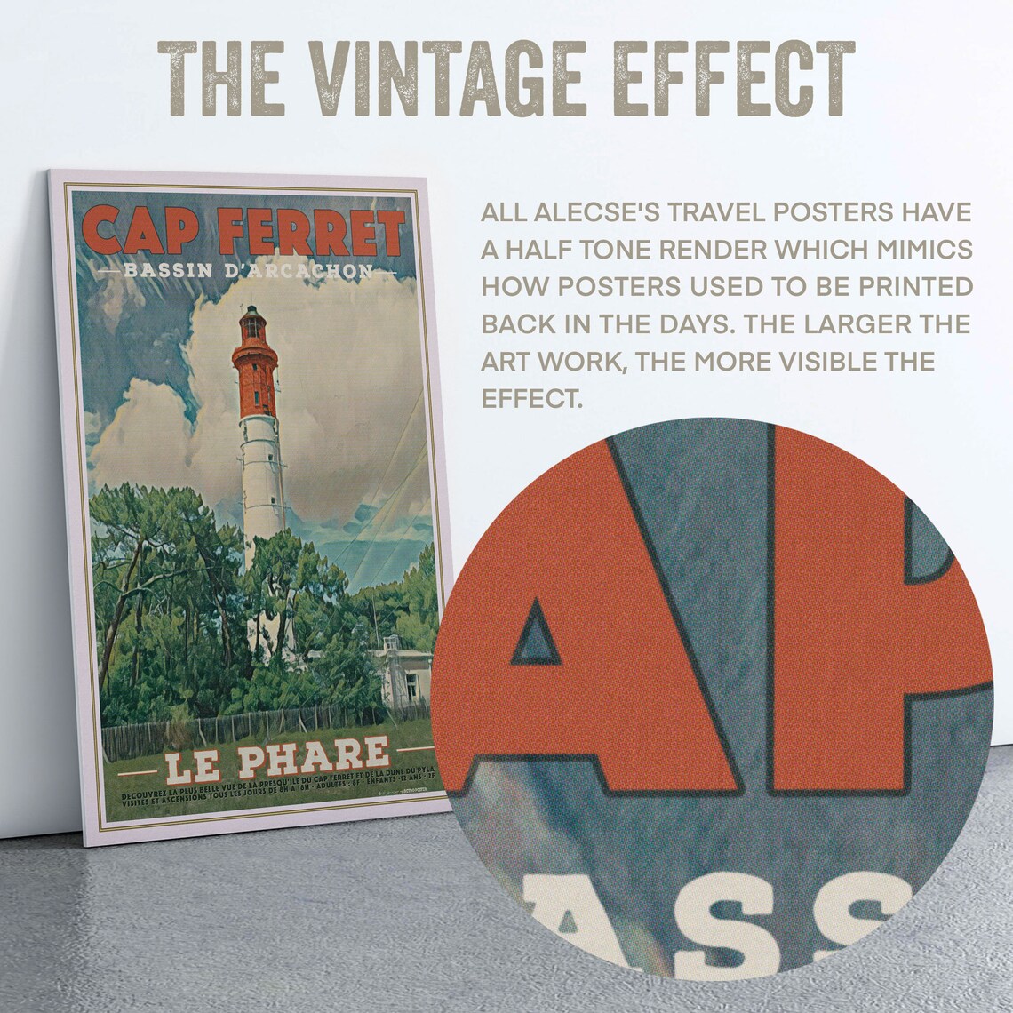 Cap Ferret Lighthouse Bassin d'Arcachon France Vintage Travel Poster - Image 2
