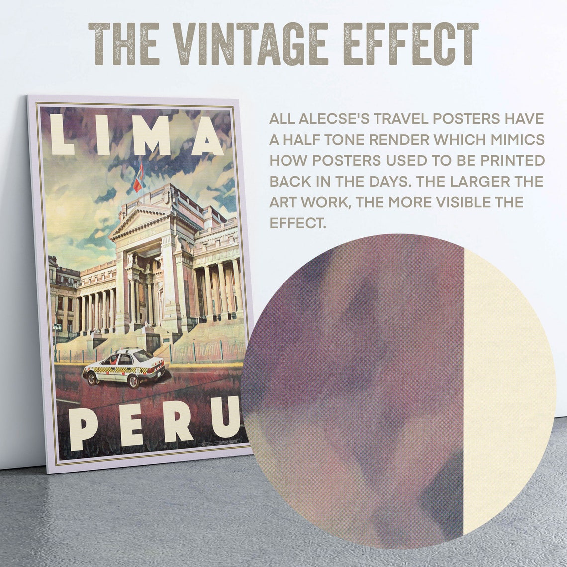 Lima Peru Neoclassical Palace Retro Travel Gallery City Poster - Image 2