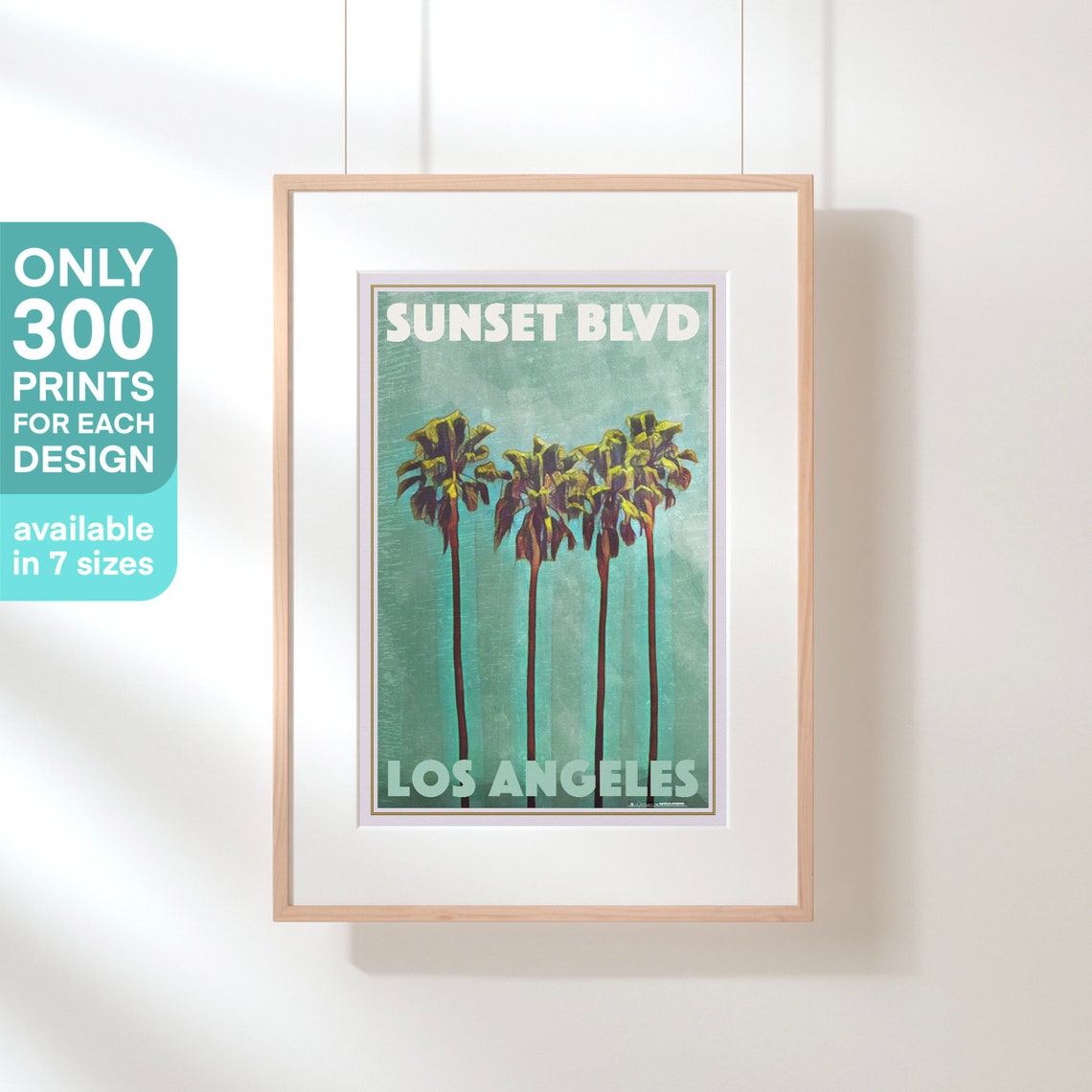 Los Angeles Sunset Boulevard Tall Palms Vintage Travel Art Poster - Image 3