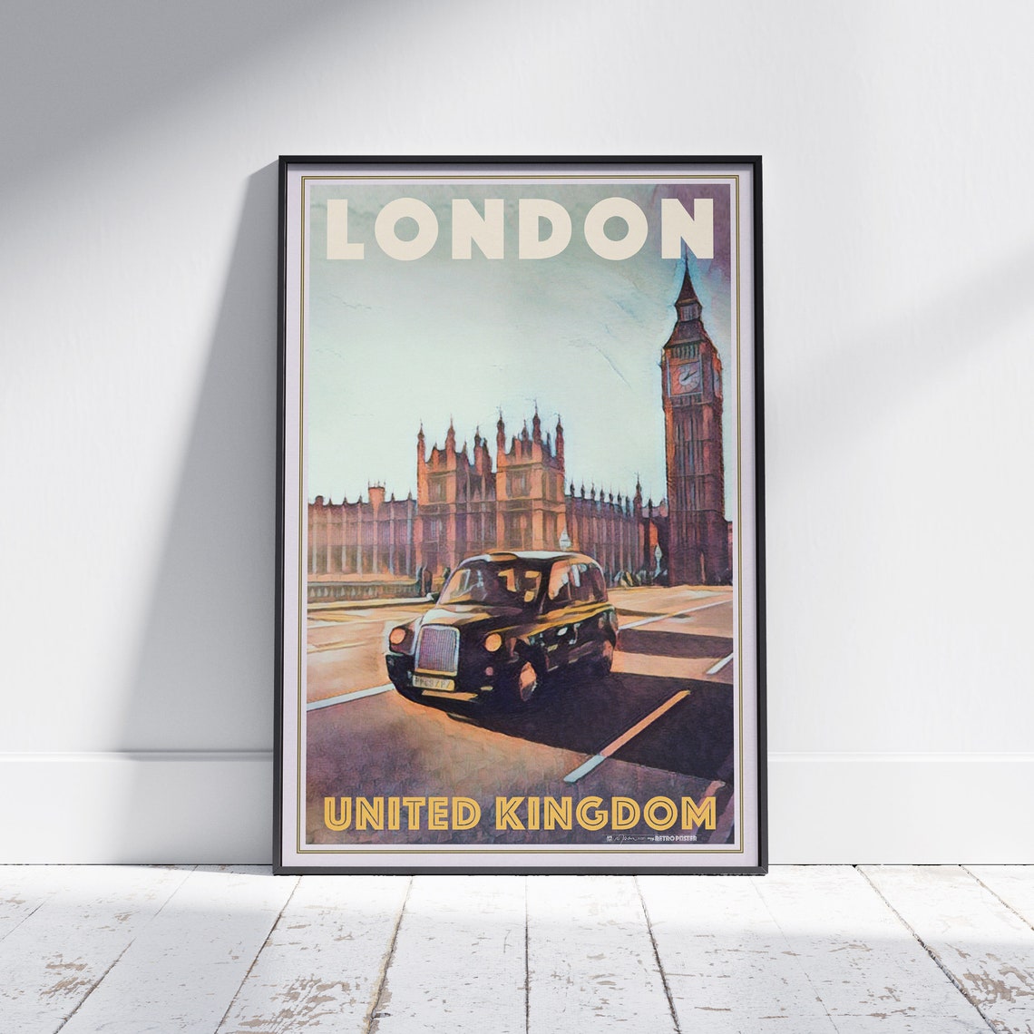 London Poster Black Cab By Alecse Limited 300ex London Travel Poster Uk Travel Poster Black Cab Print Poster Of London Taxi Uk