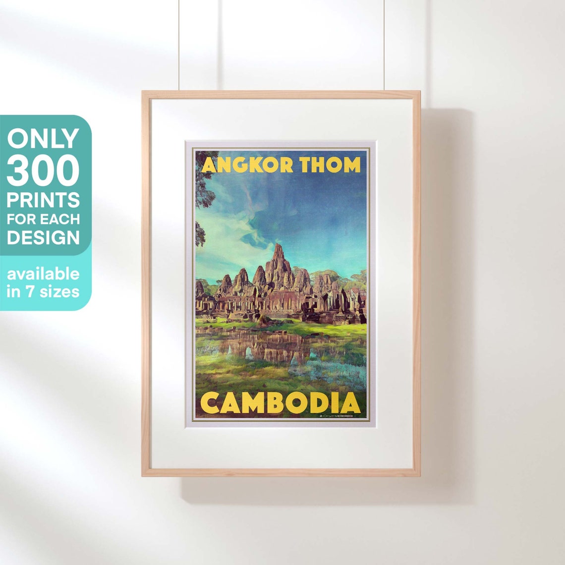 Angkor Thom Bayon Temple Stone Faces Cambodia Vintage Poster - Image 3