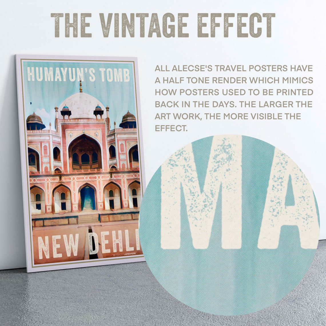 Humayun's Tomb New Dehli India Retro Travel Poster Mughal Art - Image 2