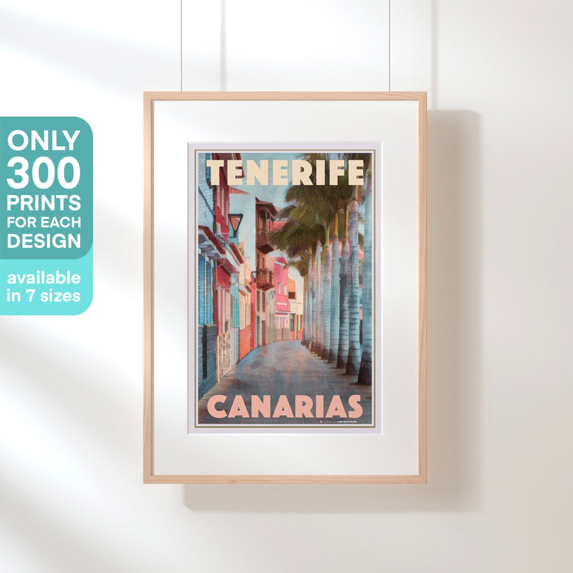 Tenerife Canarias Palm Lined Colonial Street Vintage Travel Poster - Image 3