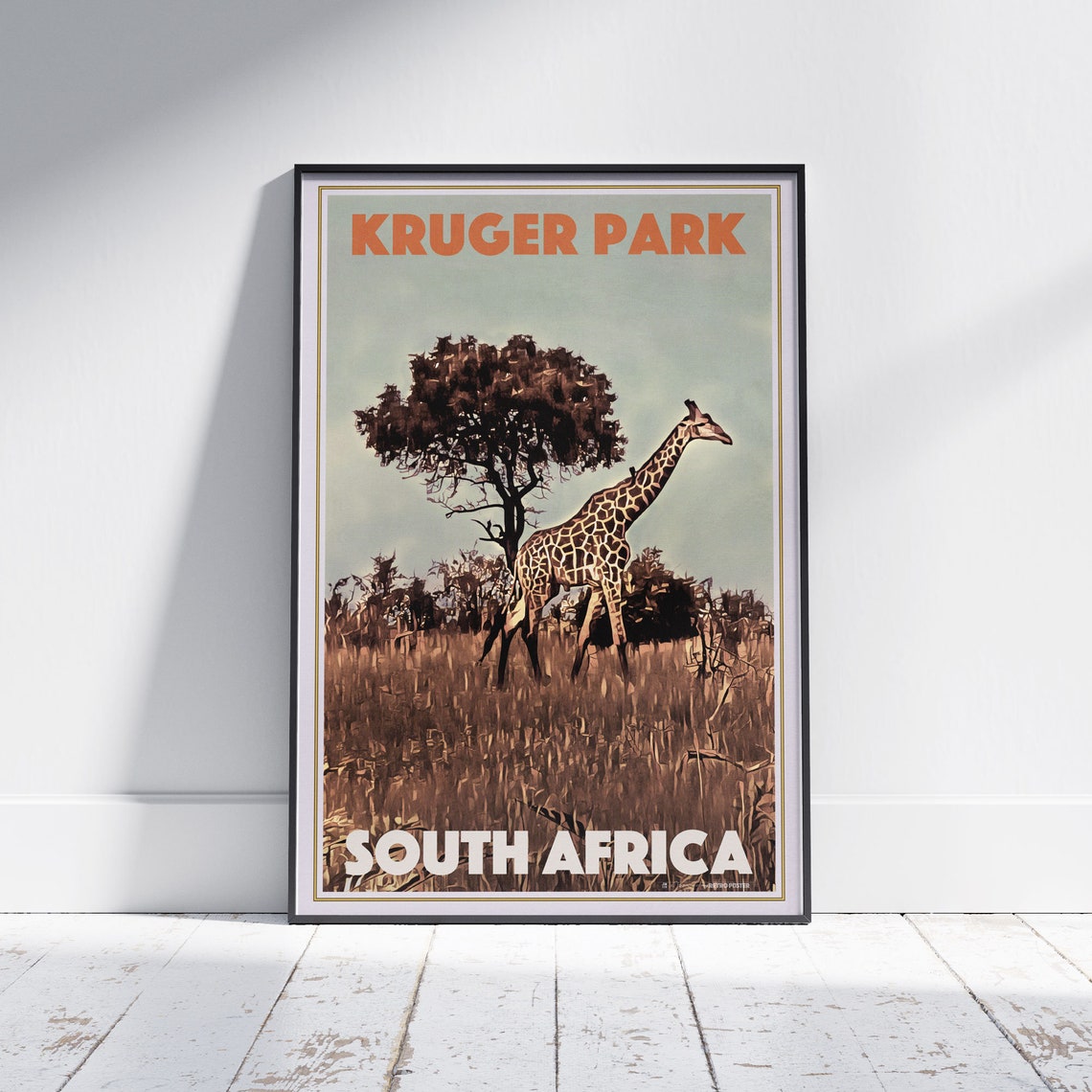 Kruger Park Poster Girafe In Kruger Park By Alecse Limited Edition South Africa Travel Poster Poster Of Kruger Park South Africa Print