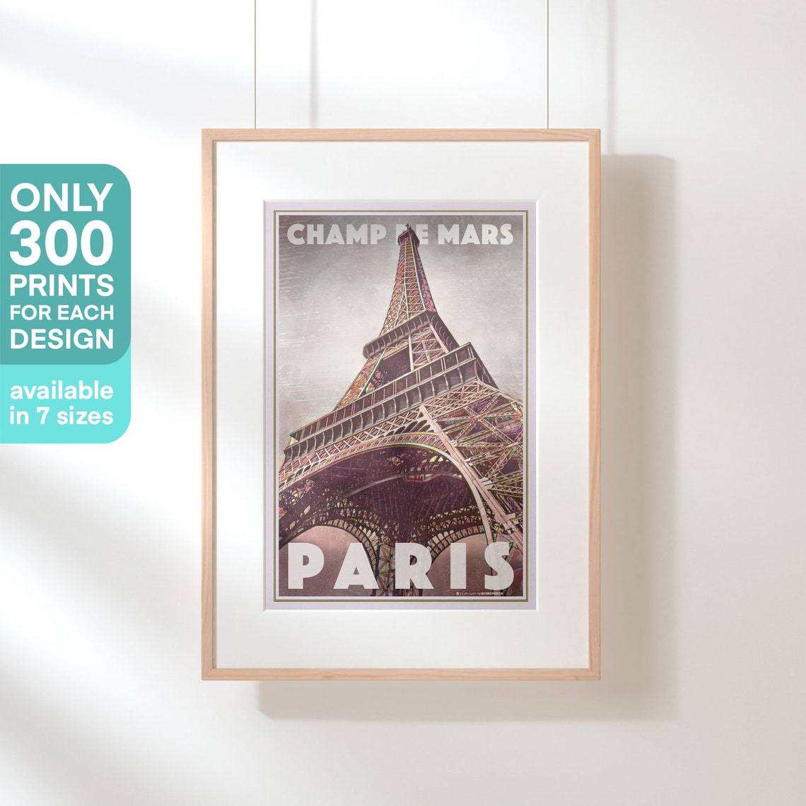 Champ de Mars Paris Vintage Poster Eiffel Tower Closeup Travel Art - Image 3