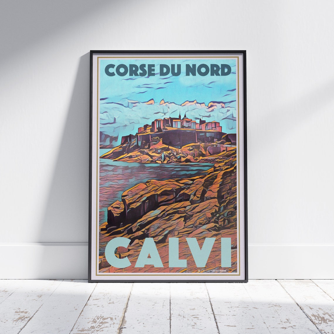 Calvi Citadel Coastline Corsica France Vintage Travel Poster