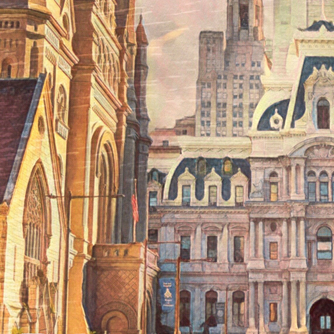 Philadelphia City Hall Retro Travel Poster Historic Downtown Art - Image 4