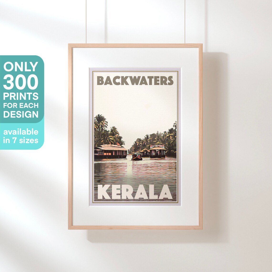 Kerala Backwaters Houseboats Vintage Travel Poster India Art - Image 3