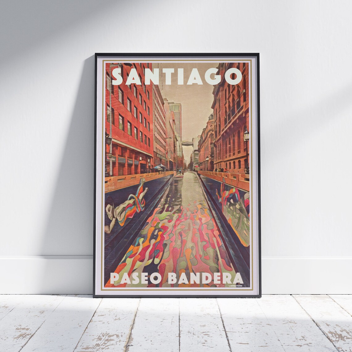 Santiago Poster Paseo Bandera By Alecse Limited Edition Chile Travel Poster Poster Of Santiago Chile Gallery Wall Santiago Print