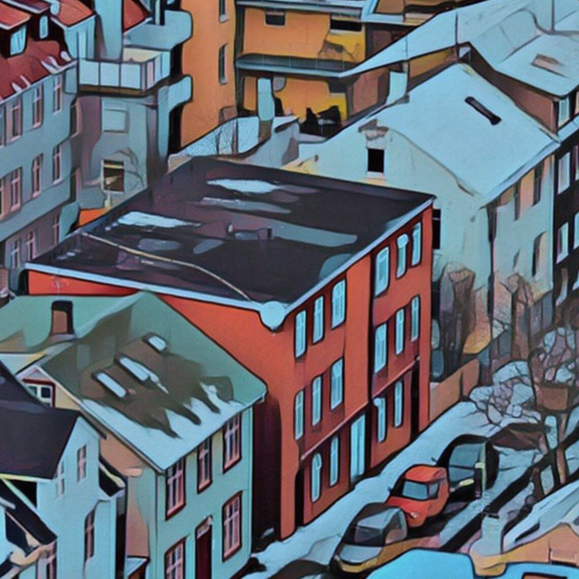 Reykjavik Iceland Snow Covered City Rooftops Winter Travel Poster - Image 4