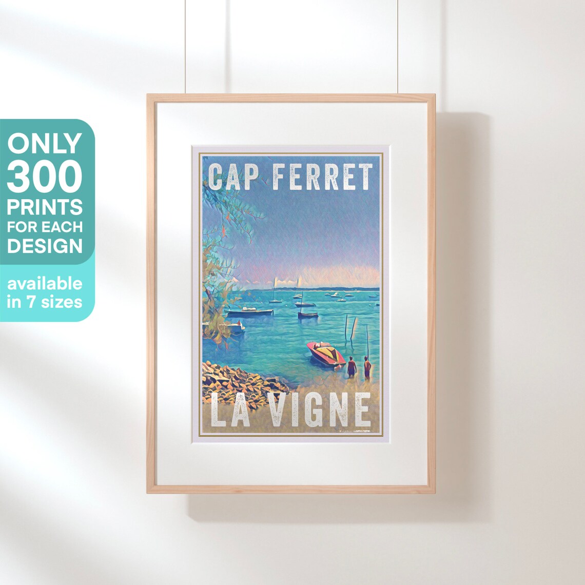 Cap Ferret La Vigne Beach Boats France Vintage Travel Poster - Image 3