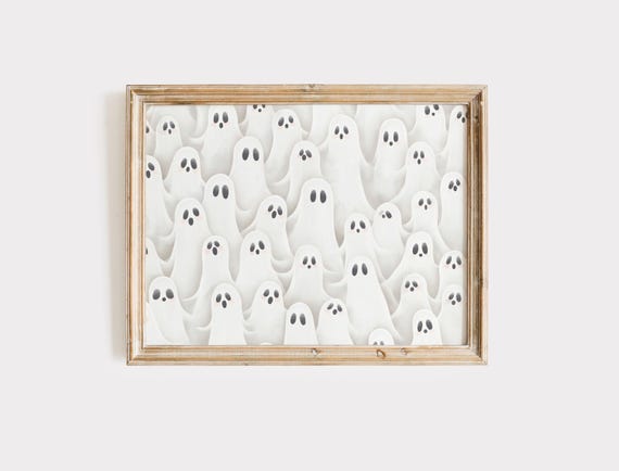 Cute Ghosts Print Halloween Wall Art Pink Spooky Decor Decorations All Over