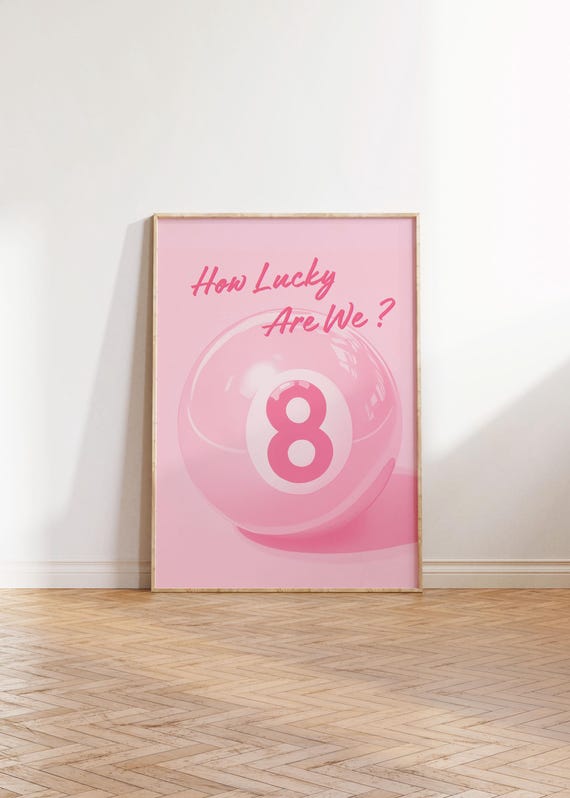 Vibrant Retro Lucky 8 Ball Funny Quote How Are We Poster Pastel Pink Wall Decor Prints Trendy Art Print