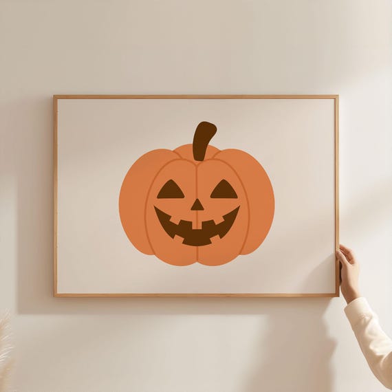 Cute Grinning Jack-O-Lantern Pumpkin Pastel Halloween Art Poster