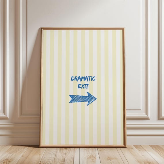 Dramatic Exit Print Retro Wall Art Cute Colourful Striped Line Hand Painted Landscape Decor For Hallway Home