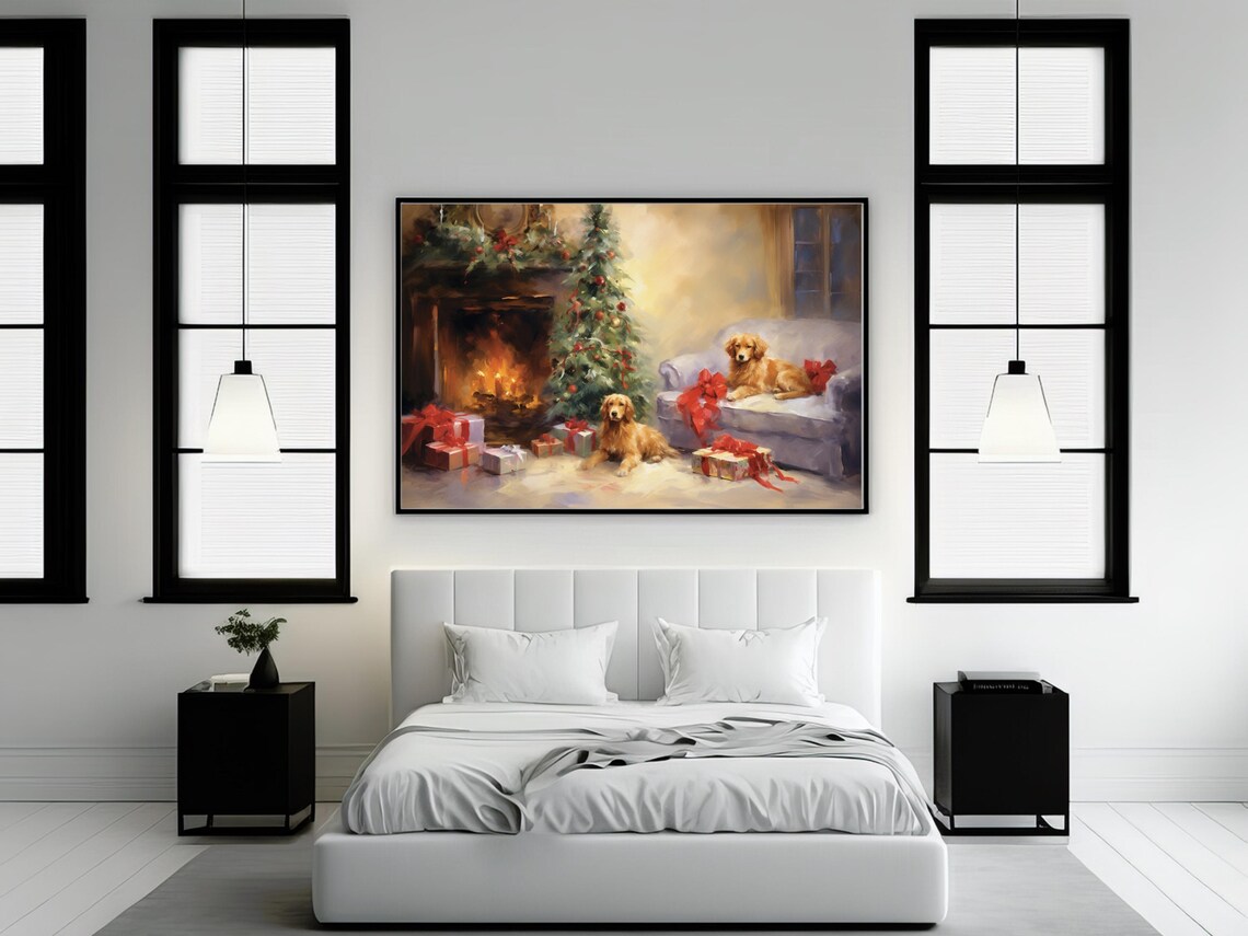 Christmas Tree Painting, Cozy Living Room Decor - Image 2