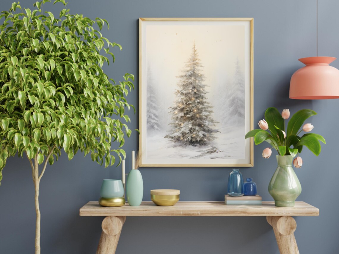 Christmas Tree Vintage Christmas Decor, Forest Wall Art - Image 2