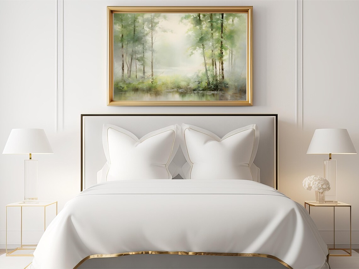 Green Landscape, Rustic Watercolor Farmhouse Decor - Image 2