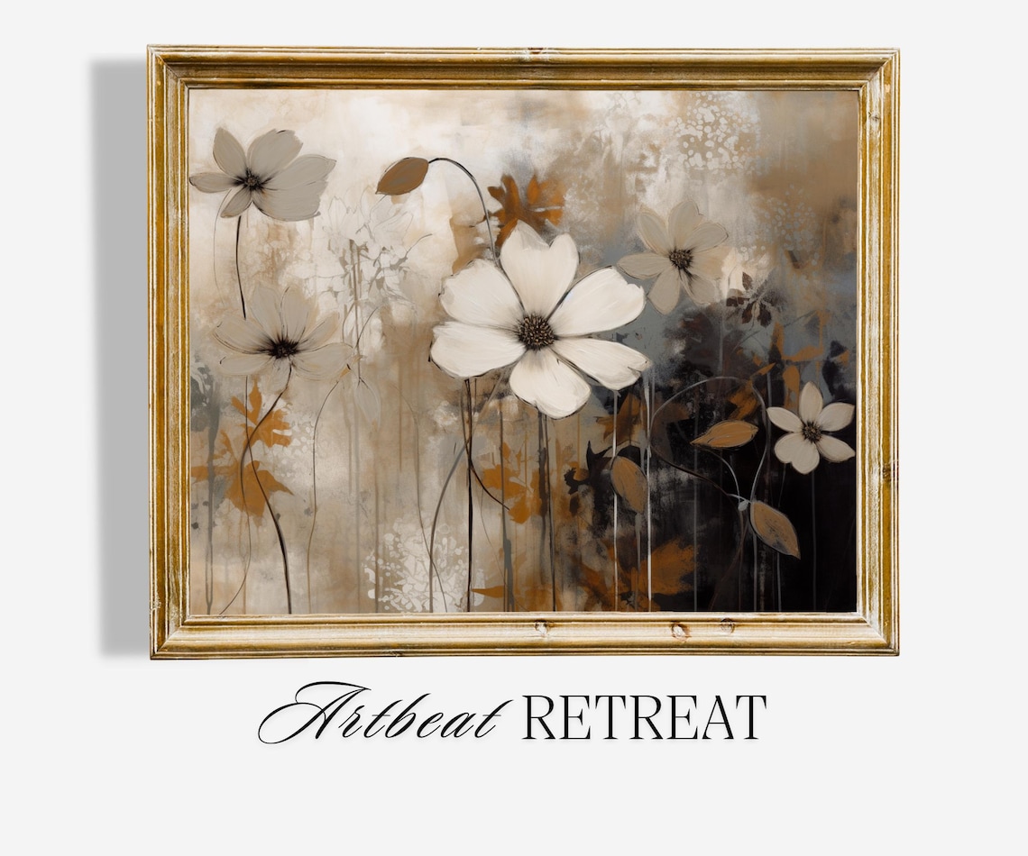 Japandi Floral Art Print, Minimalist Botanical Decor